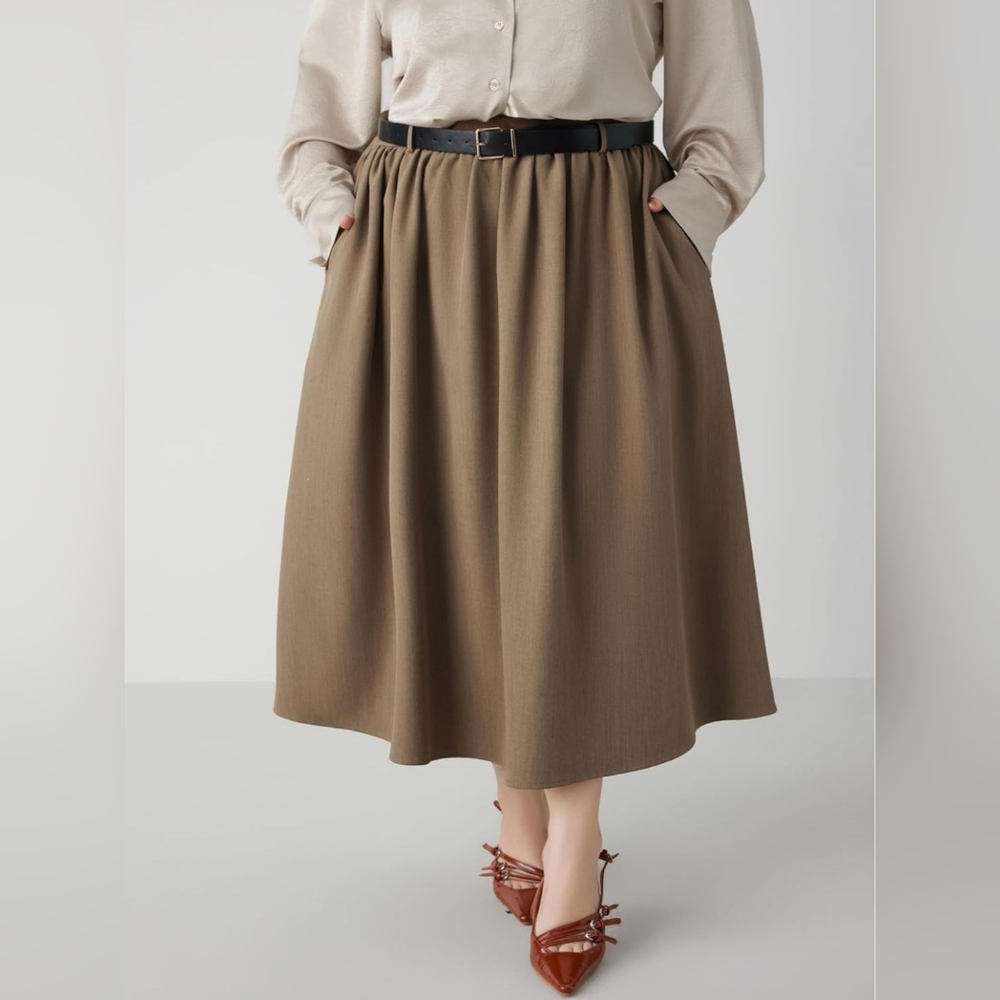 Elegant Brown Midi Skirt